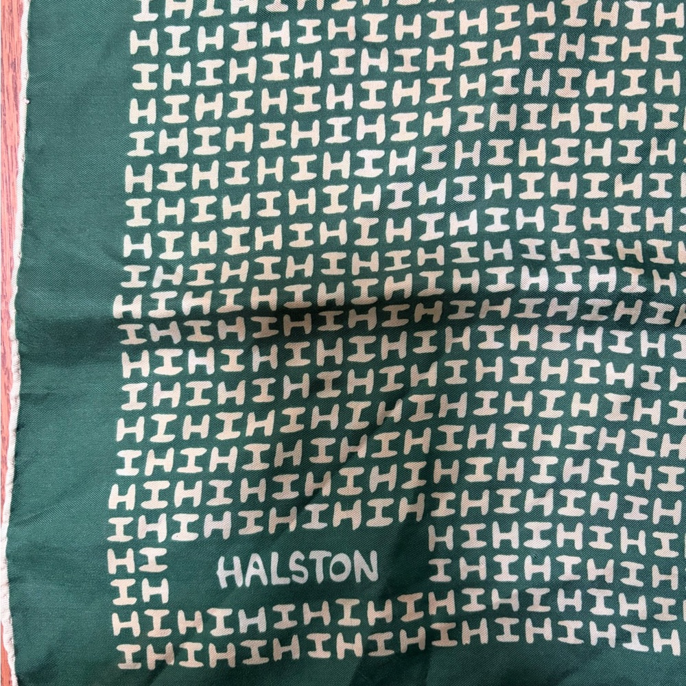 Halston Green Silk Scarf